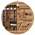A Photoreal Wine Rack Stacked With Bottles and Hanging Glasses on Pine Planks. Ceramic Keepsake for Wine Lovers.