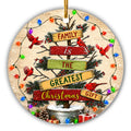 Family Is the Greatest Christmas Gift. Rustic Sign Tree Ringed by Red Cardinals, Ceramic Keepsake.