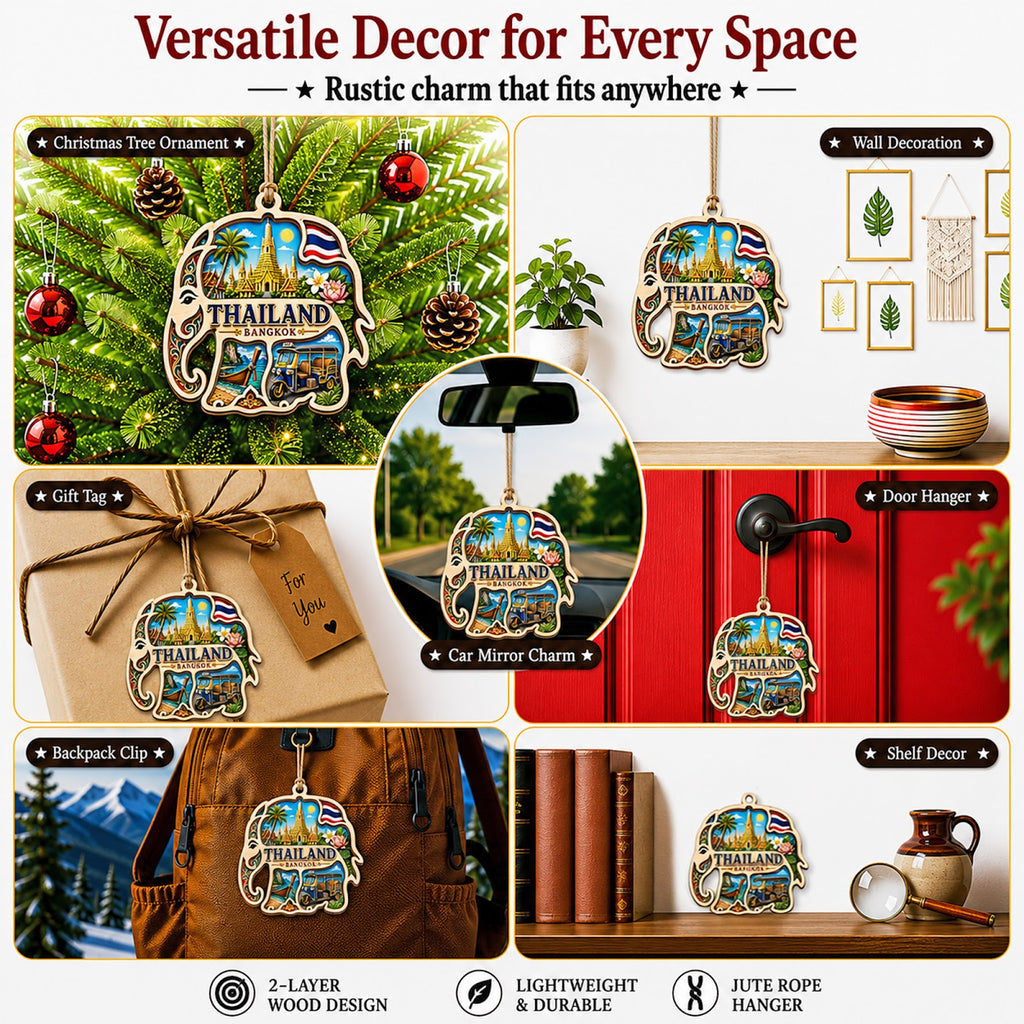 Dubai Christmas Ornament, UAE Gulf Skyline Travel Souvenir Gift, Wood Hanging Tree Decoration