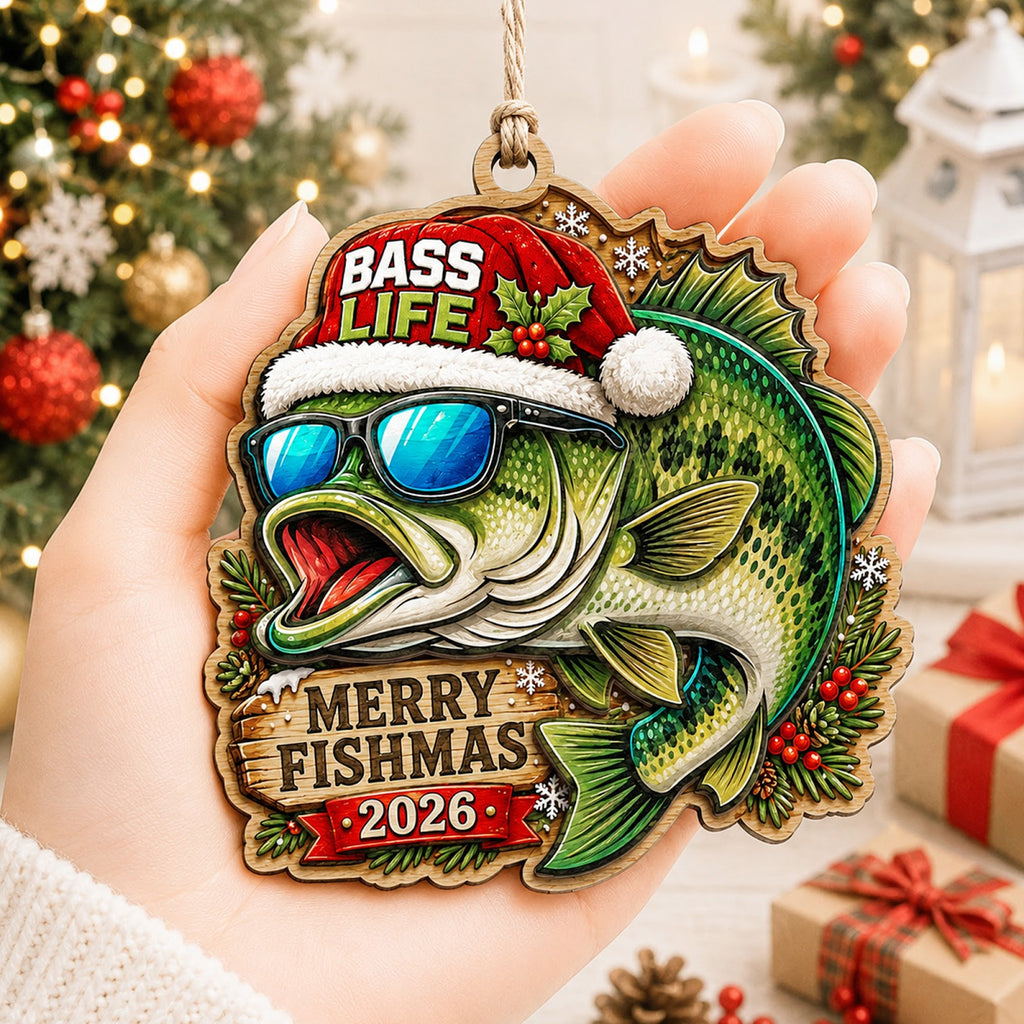 Fishing Bass Life Angler Catch Christmas Ornament, Bass Lifestyle Keepsake, Wood Ornament