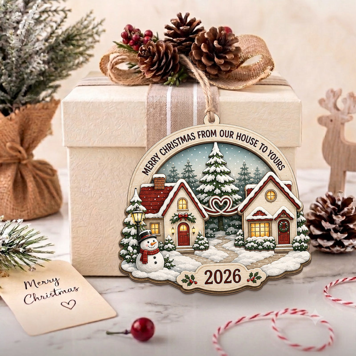 Neighbor Christmas Ornament, Holiday Gift For Neighbor, Wood Hanging Tree Decoration