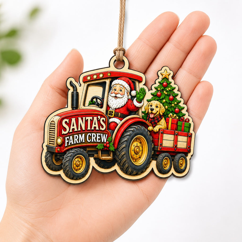 Santa Farm Christmas Country Christmas Ornament, Farmhouse Holiday Keepsake, Wood Ornament