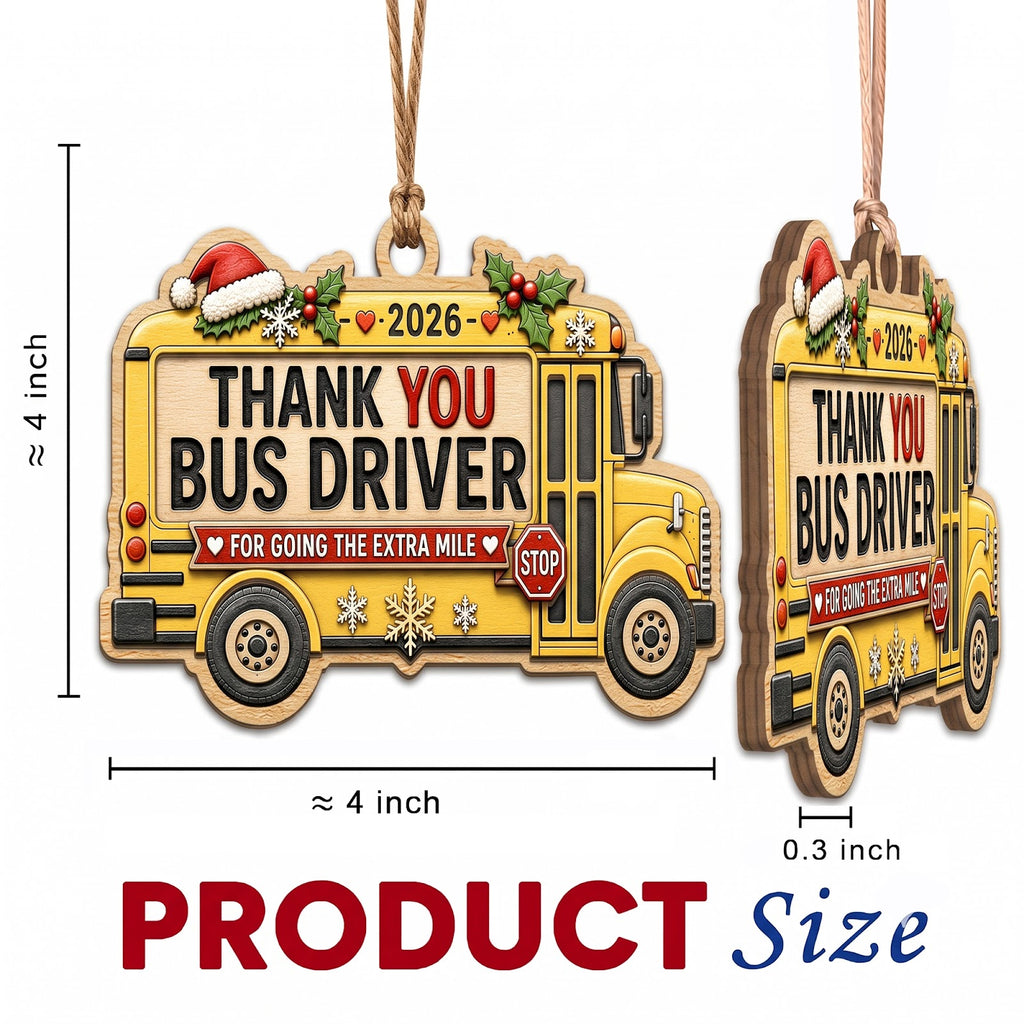 Bus Driver Wood Christmas Ornament