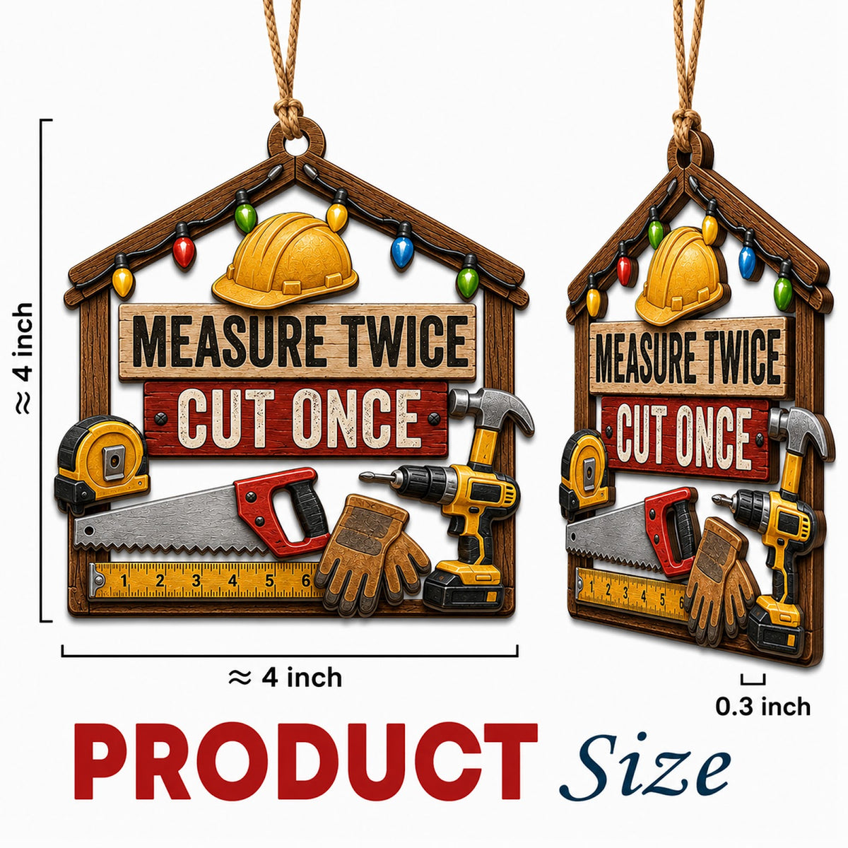 Carpenter Christmas Ornament, Stocking Stuffer For Woodworker, Wood Hanging Tree Decoration