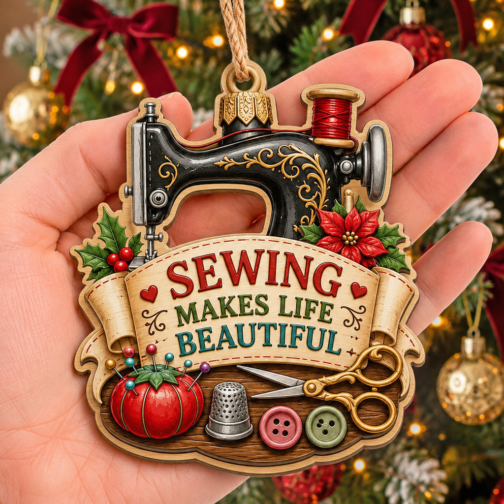 Sewing Wood Christmas Ornament