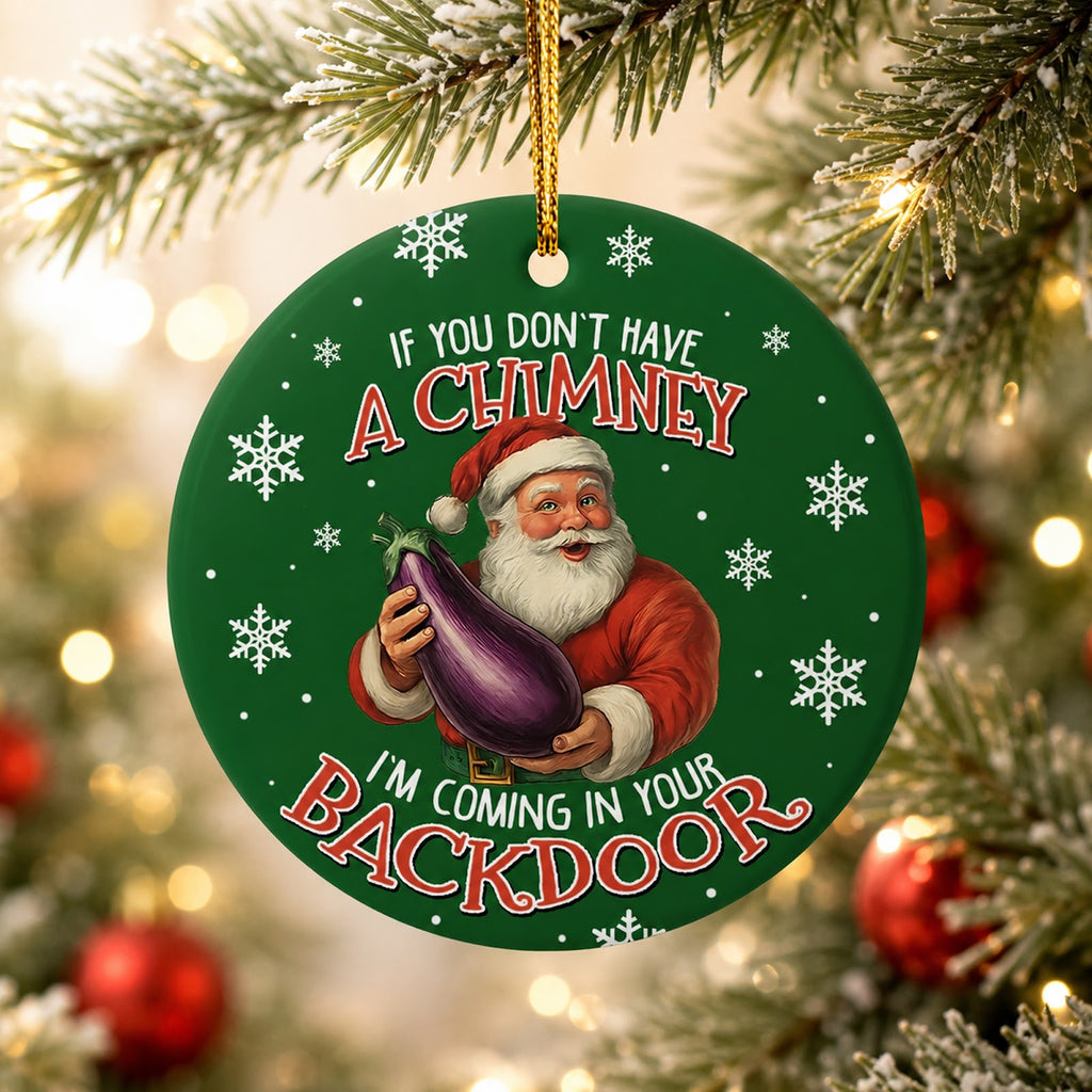 Rude Christmas Ornament, Adult Humor Santa Gag Gift, Ceramic Hanging Tree Decoration