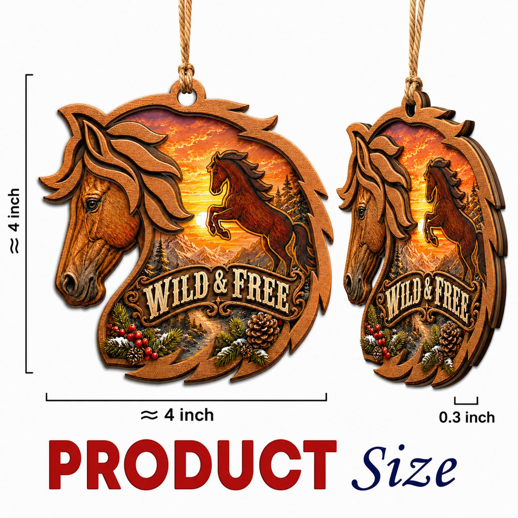 Horse Christmas Ornament, Stocking Stuffer For Horse Lover, Wood Hanging Tree Decoration