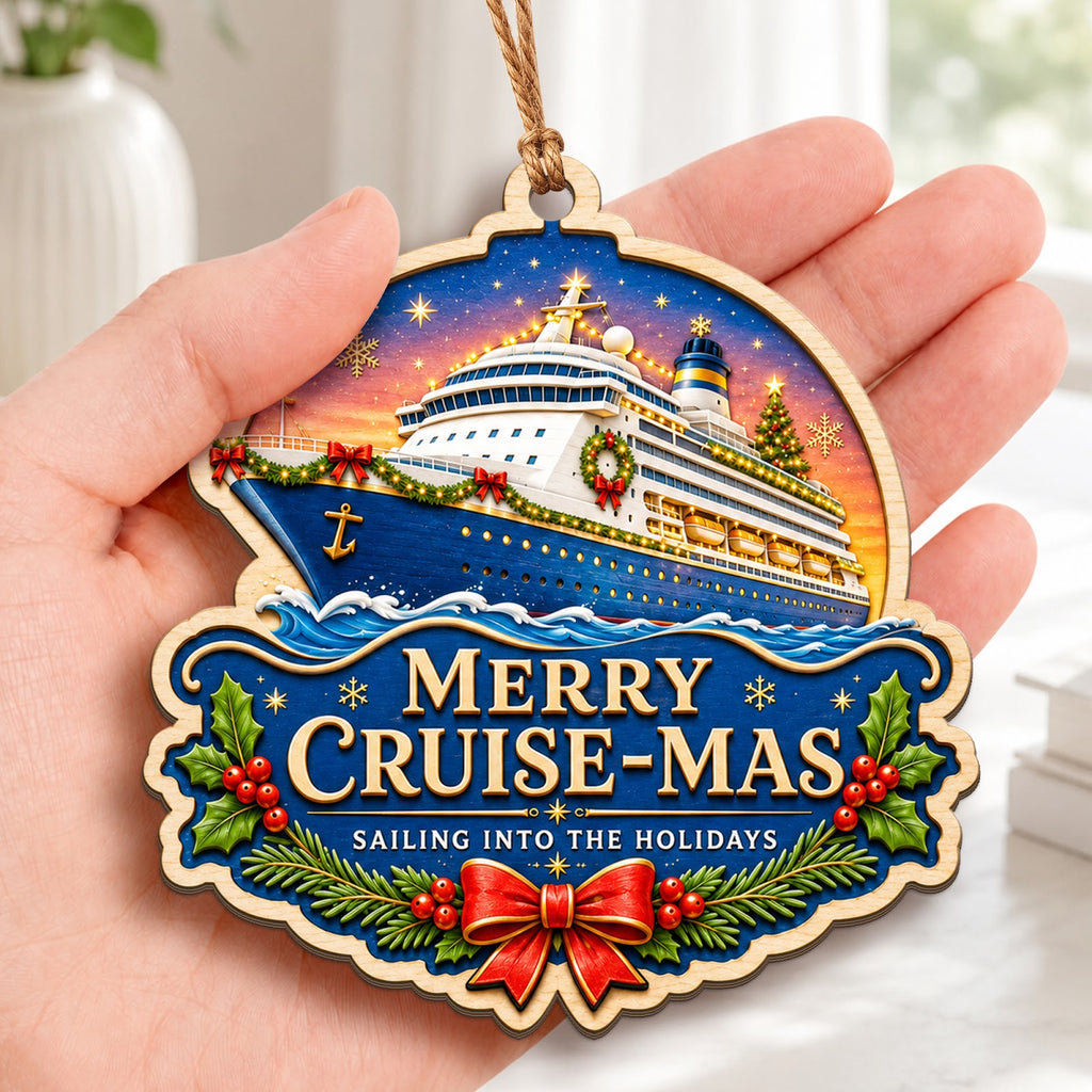 Cruisemas Cruise Ship Christmas Ornament, Stocking Stuffer For Cruise Lover, Wood Ornament
