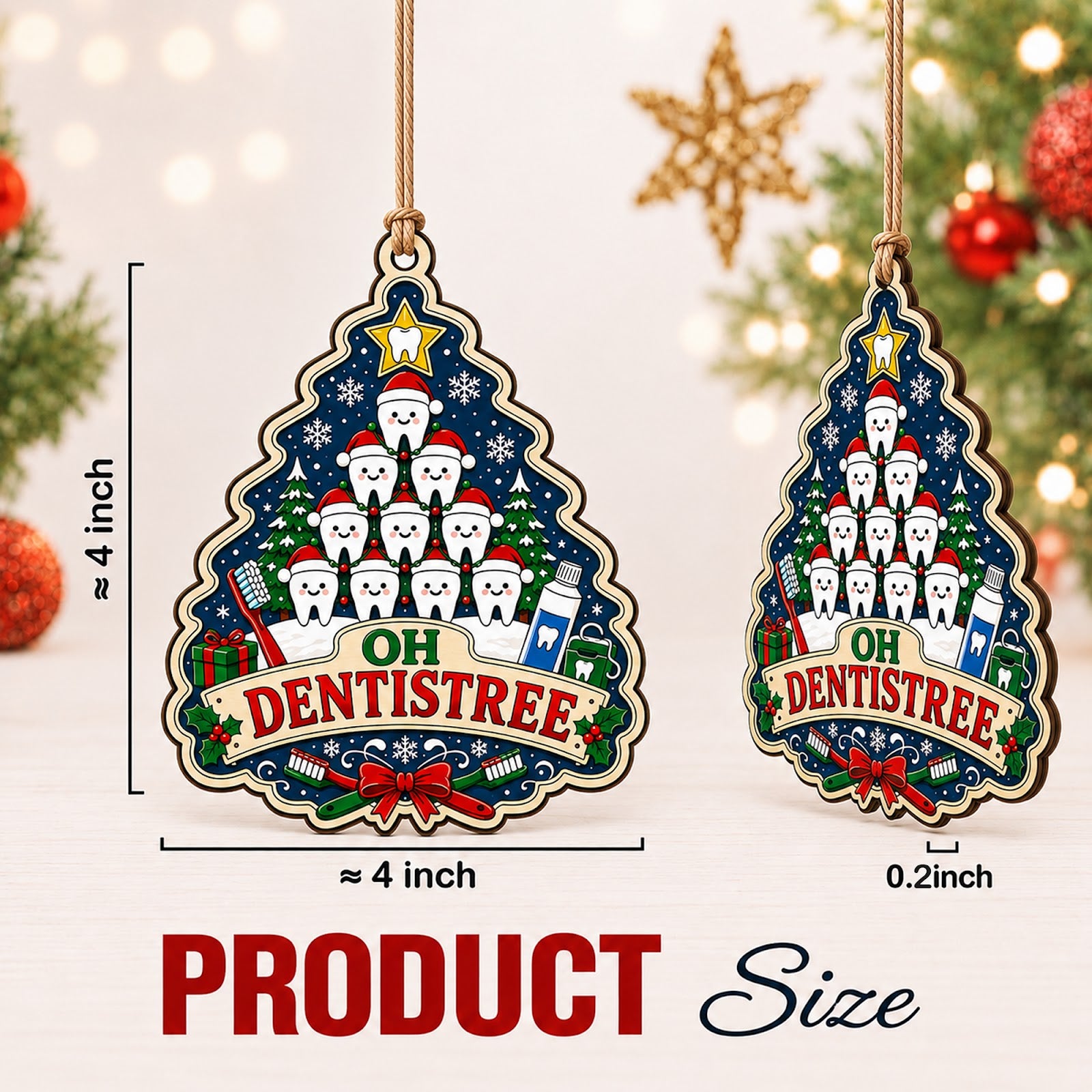 Oh Dentistree Wood Christmas Ornament