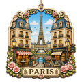 The Eiffel Tower Skyline With Parisian Architecture and City Landmarks. Wood Keepsake for Romantics.