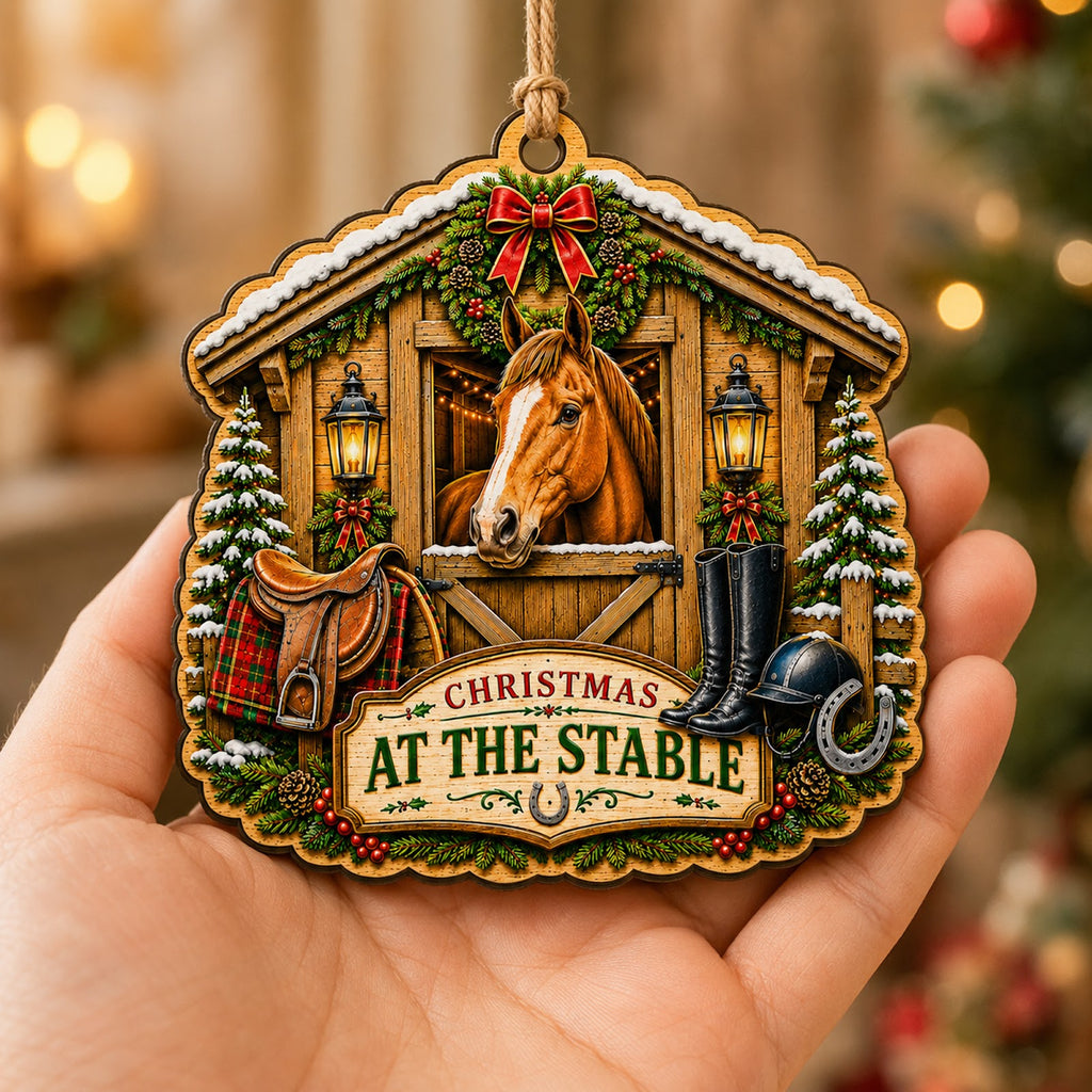 Equestrian Stable Horse Rider Christmas Ornament, Equestrian Keepsake, Wood Tree Decoration