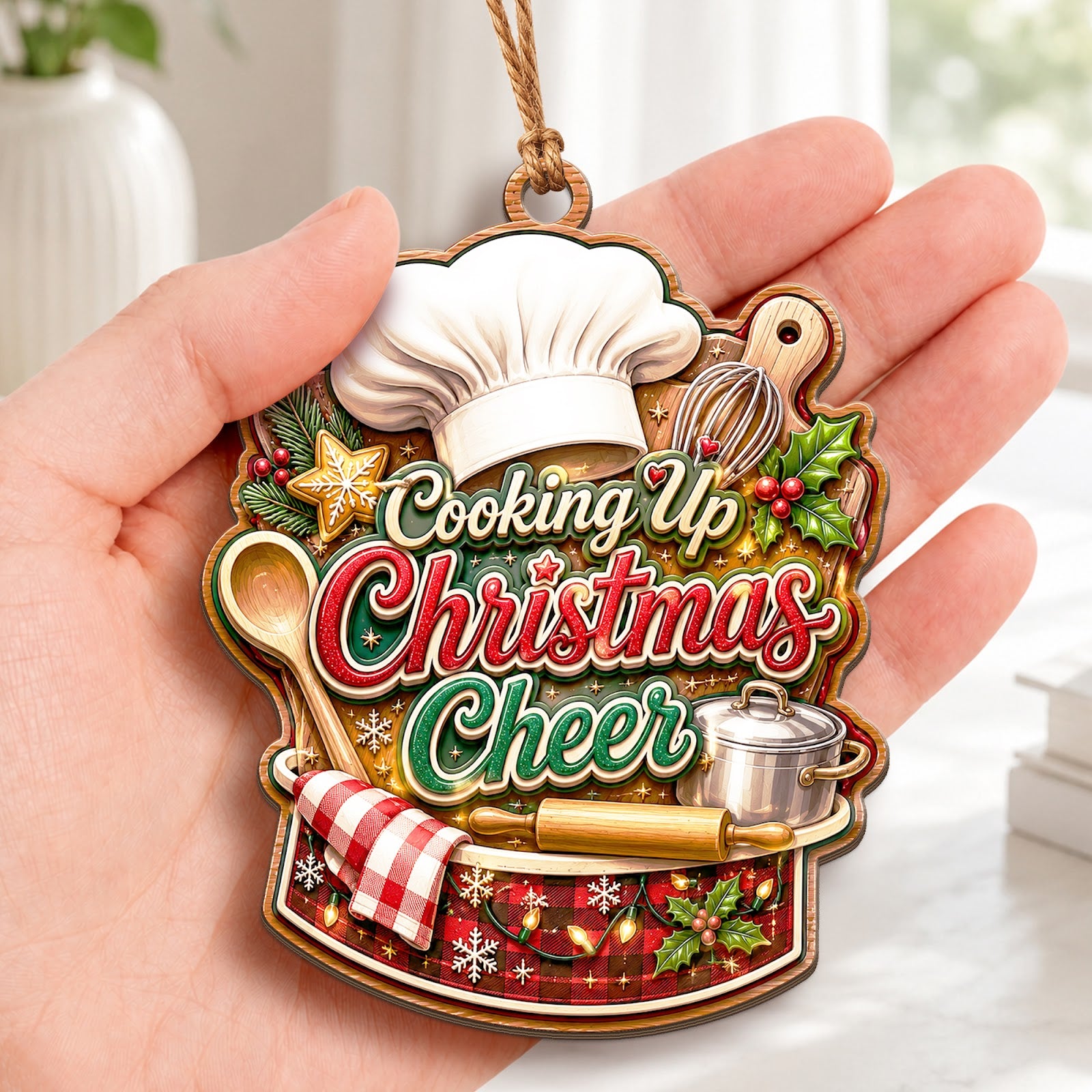 Chef Wood Christmas Ornament