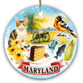 Blue Crab, Rockfish, Layer Cake and a Black-Eyed Susan Meadow. Ceramic Keepsake for Maryland Memories.