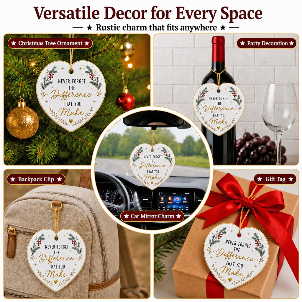 Never Forget the Difference You Make Christmas Ornament, Thank You Keepsake, Ceramic Ornament
