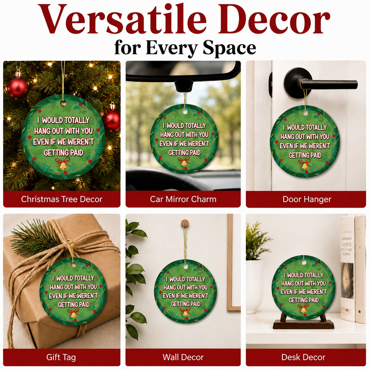 Funny Coworker Christmas Ornament, Office Secret Santa Gift, Ceramic Hanging Tree Decoration