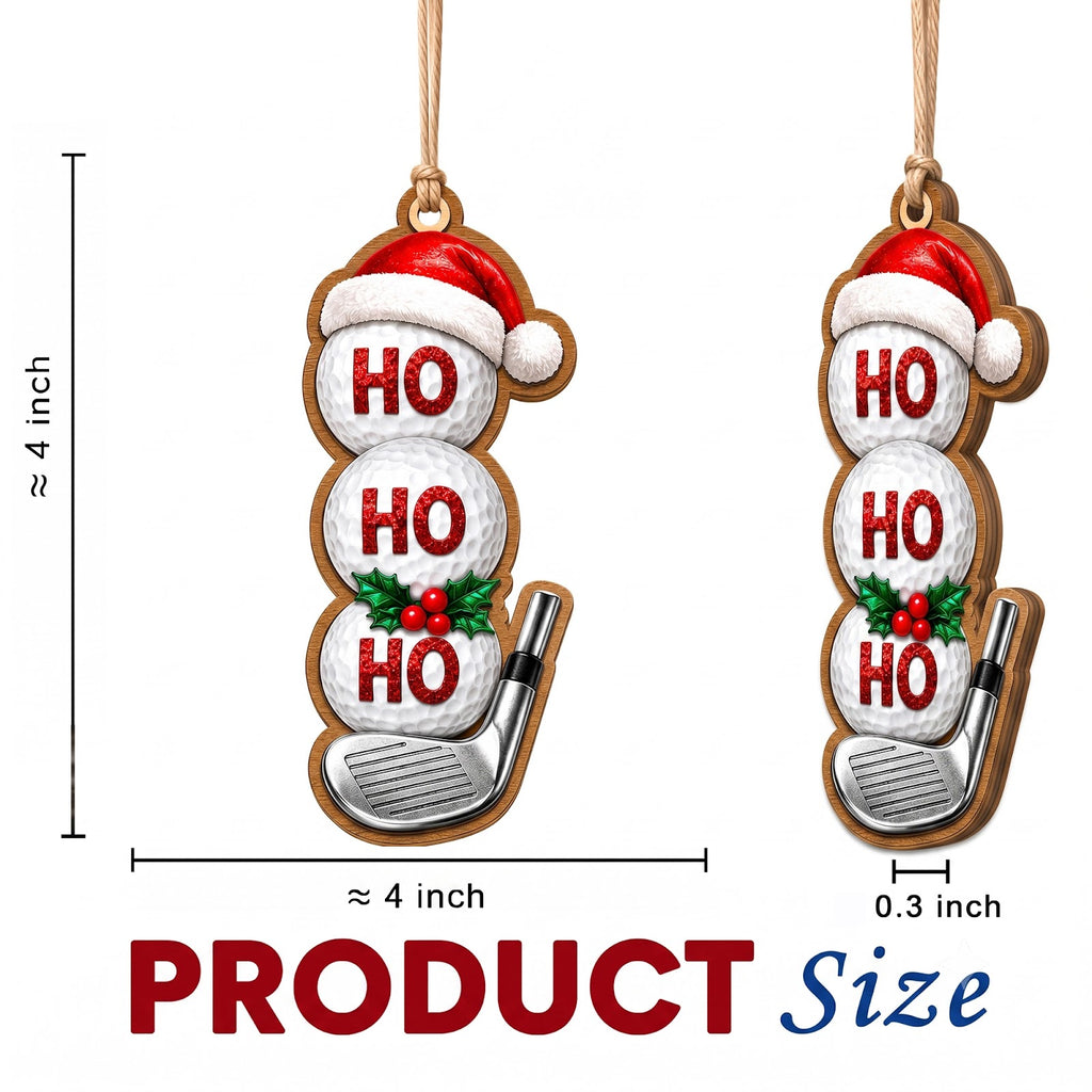 Golf Ball Snowman Wood Christmas Ornament