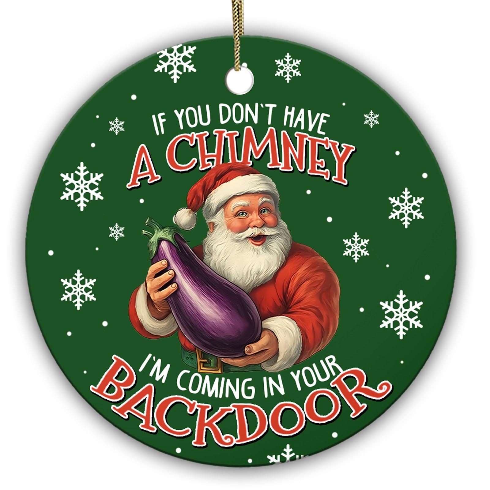Blunt Adults-Only Santa Punchline. Ceramic Gag Keepsake for Dirty Santa, Office Parties and White Elephant.