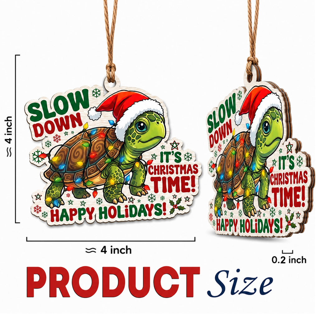 Turtle Christmas Ornament, Stocking Stuffer For Ocean Lover, Wood Hanging Tree Decoration