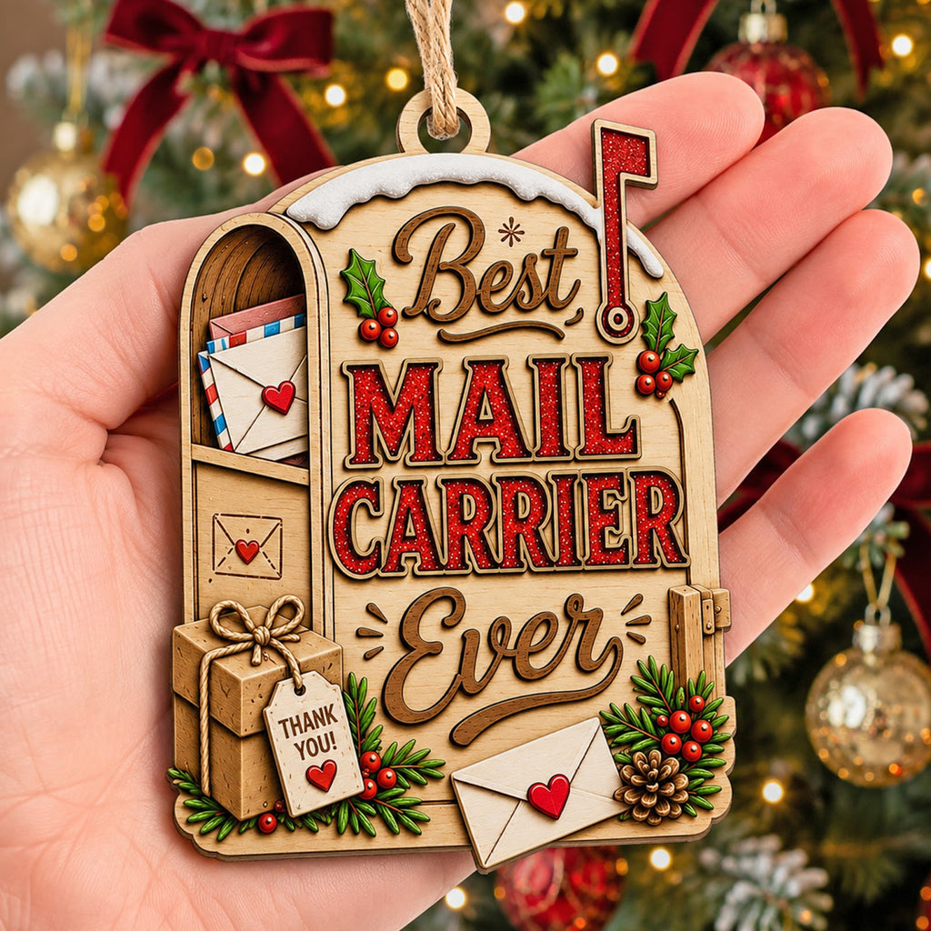 Best Mail Carrier Wood Christmas Ornament