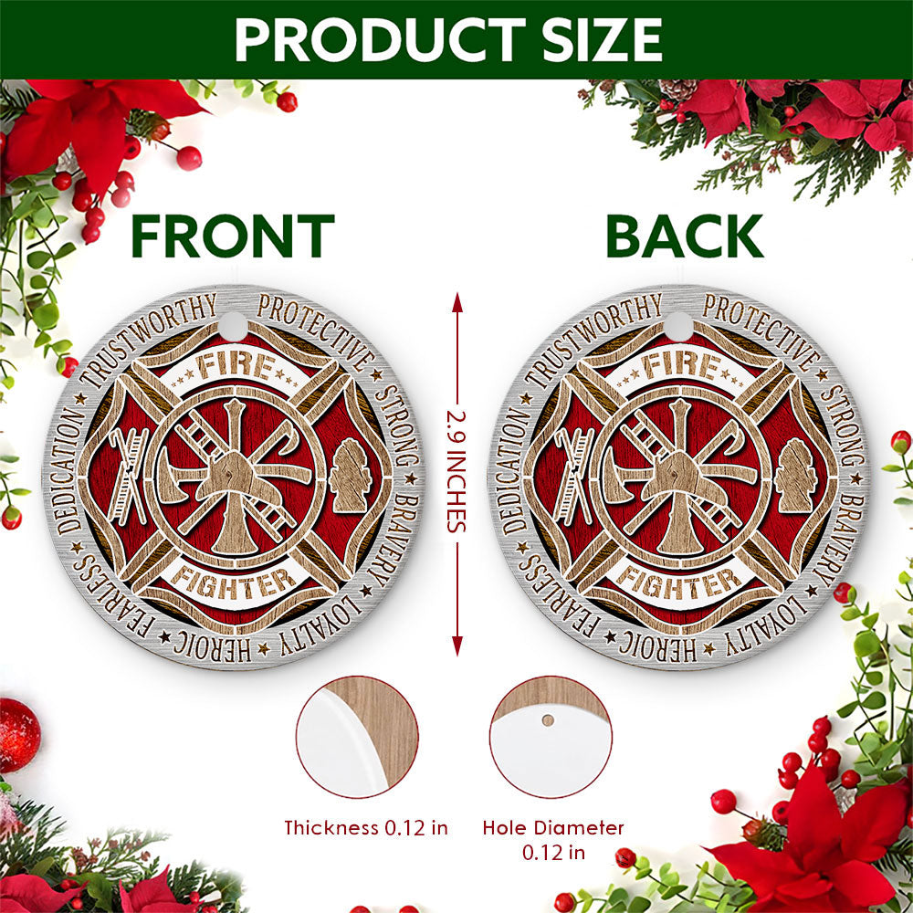 Firefighter Christmas Ornament, Maltese Cross Badge Gift, Ceramic Hanging Tree Decoration