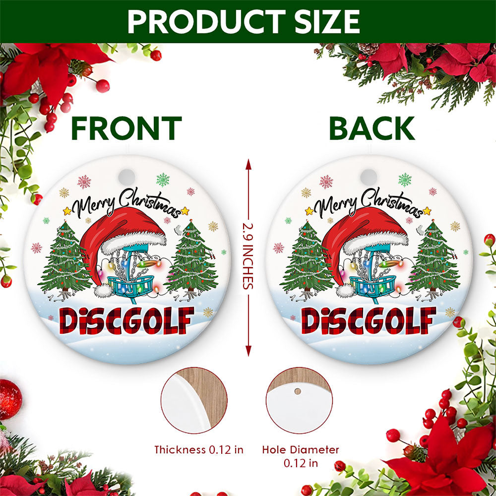 Disc Golf Christmas Ornament, Chain Basket In A Santa Hat Gift, Ceramic Hanging Tree Decoration