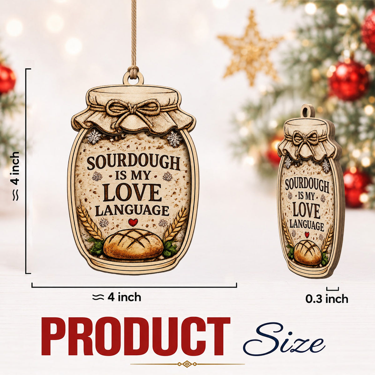Sourdough Jar Wood Christmas Ornament