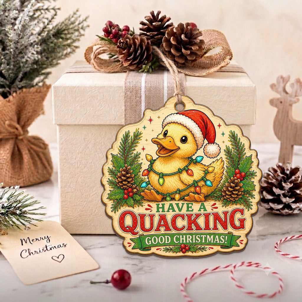 Duck Christmas Ornament, Stocking Stuffer For Duck Lover, Wood Hanging Tree Decoration