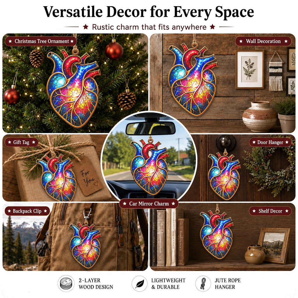 Anatomical Heart Human Biology Christmas Ornament, Stocking Stuffer For Nurse, Wood Ornament