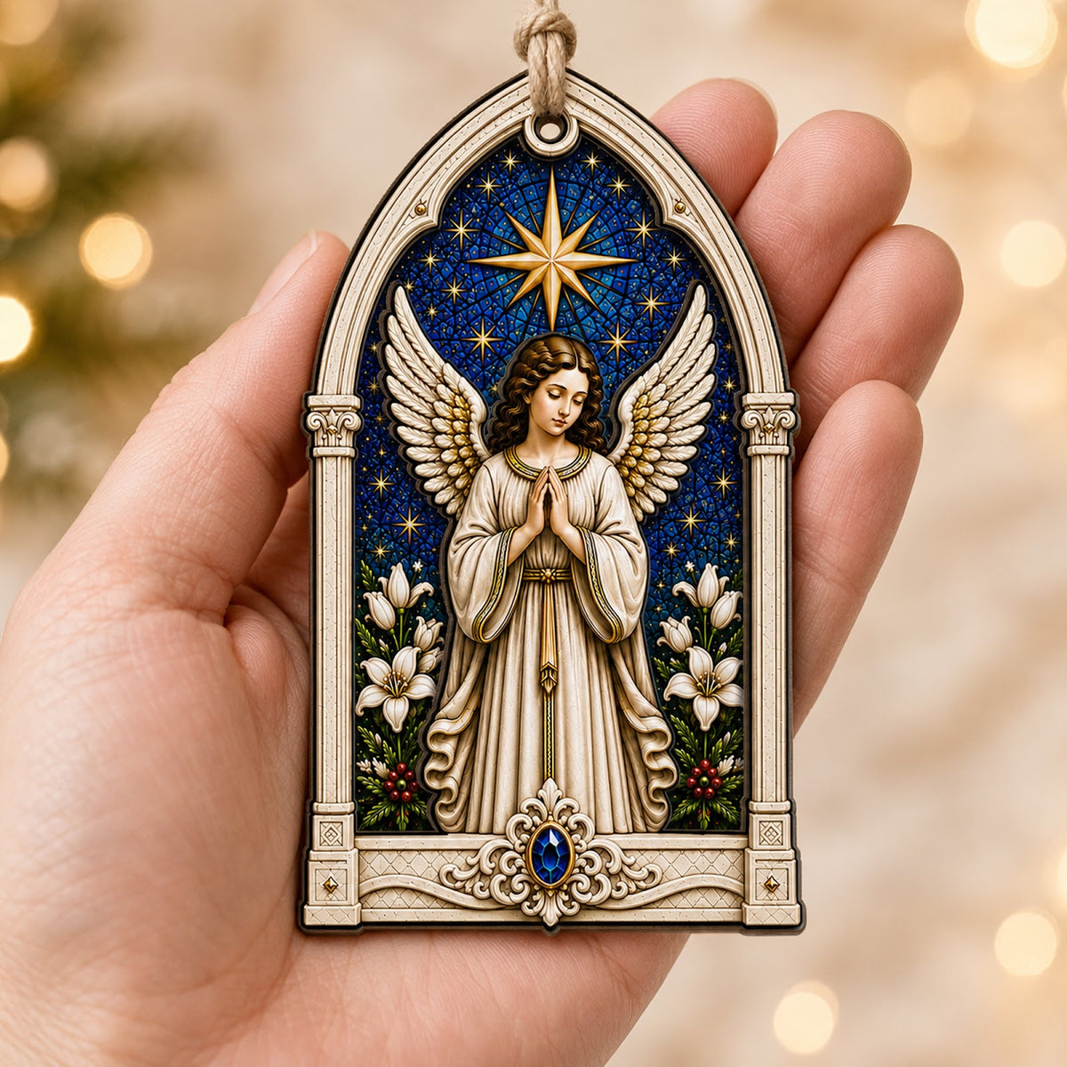 Angel Christmas Ornament, Religious Holiday Gift, Wood Hanging Tree Decoration