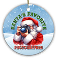 Santa Raising a Big Camera to His Eye. Ceramic Keepsake for Wedding, Portrait and Hobby Photographers.