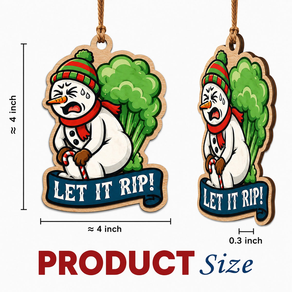 Let It Rip Funny Novelty Humor Christmas Ornament, Potty Humor Keepsake, Wood Tree Decoration