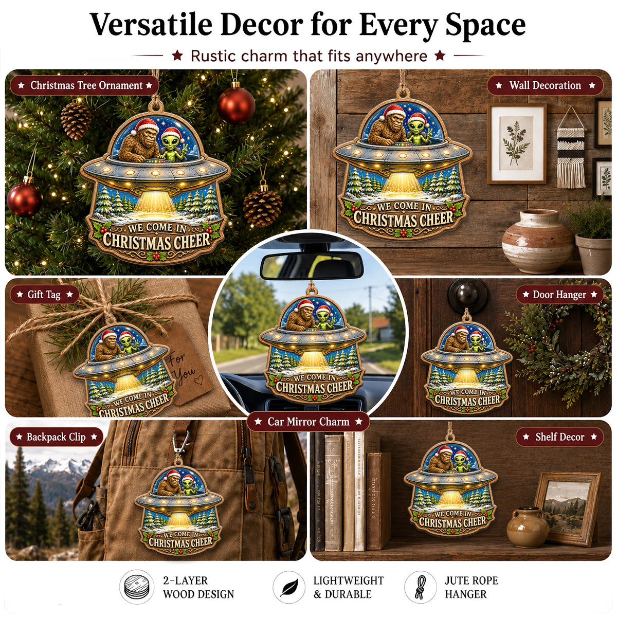 Bigfoot Believe Sasquatch Christmas Ornament, Stocking Stuffer For Sasquatch Fan, Wood Ornament
