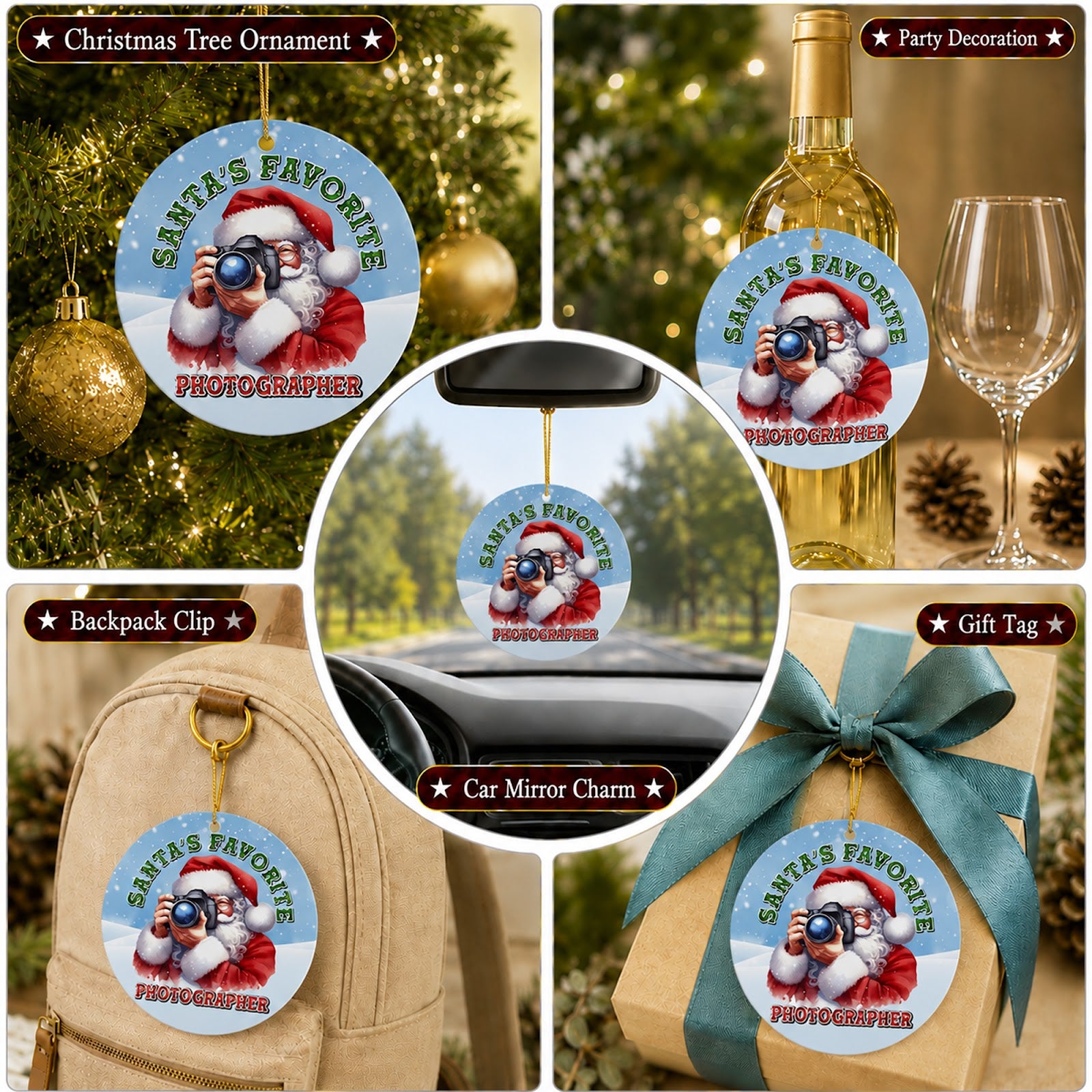 Photographer Christmas Ornament, Santas Favorite Photographer, Ceramic Hanging Tree Decoration