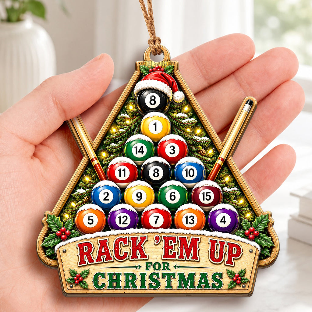 Billiards Rack Wood Christmas Ornament