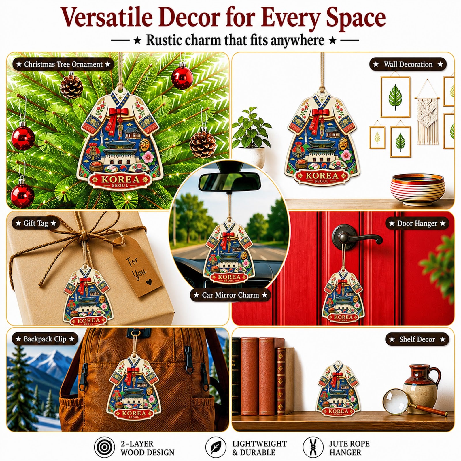 Germany Christmas Ornament, Berlin Brandenburg Gate Souvenir Gift, Wood Hanging Tree Decoration
