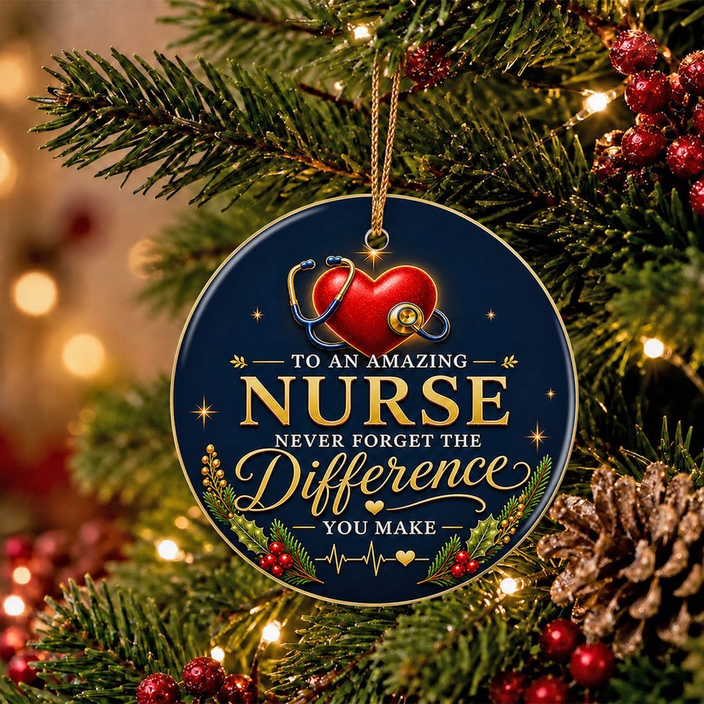 Amazing Nurse Christmas Ornament, Nurse Appreciation Gift, Ceramic Hanging Tree Decoration