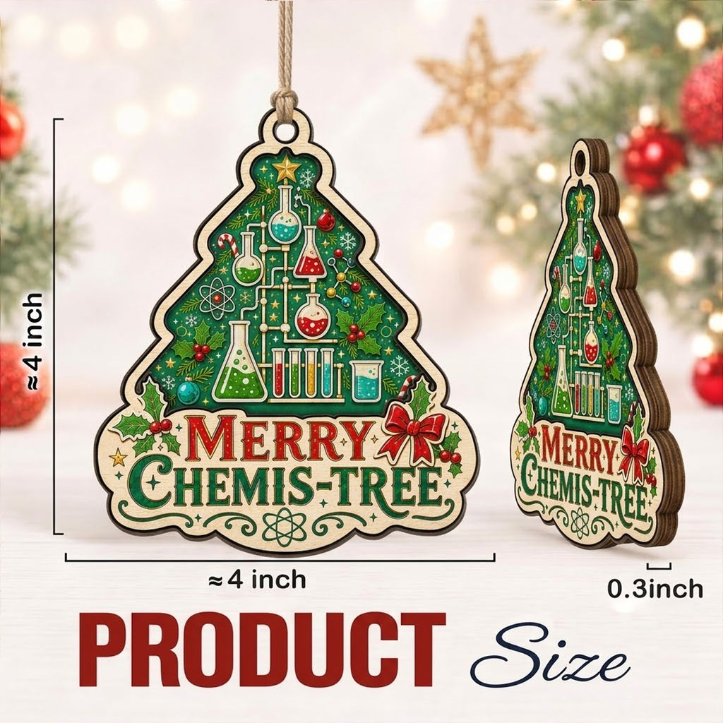 Chemistry Teacher Wood Christmas Ornament