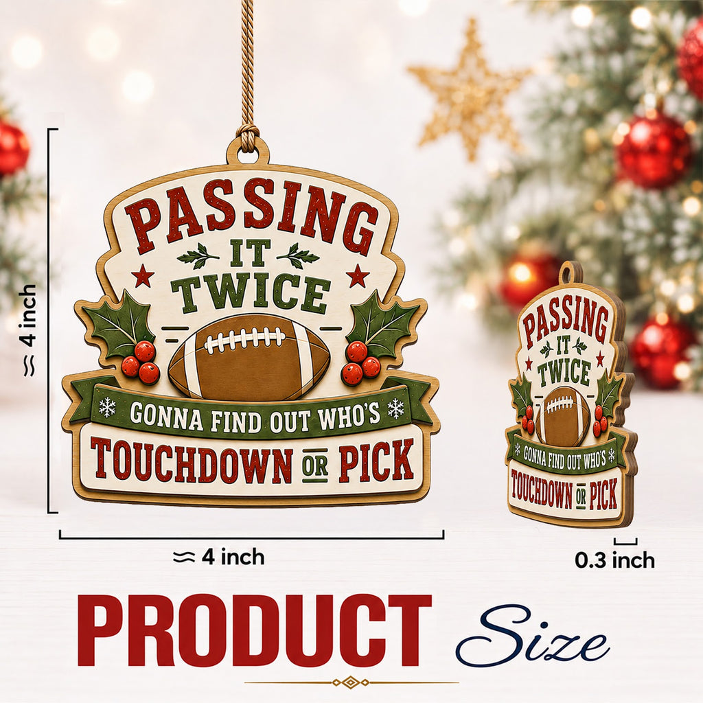 Football Wood Christmas Ornament