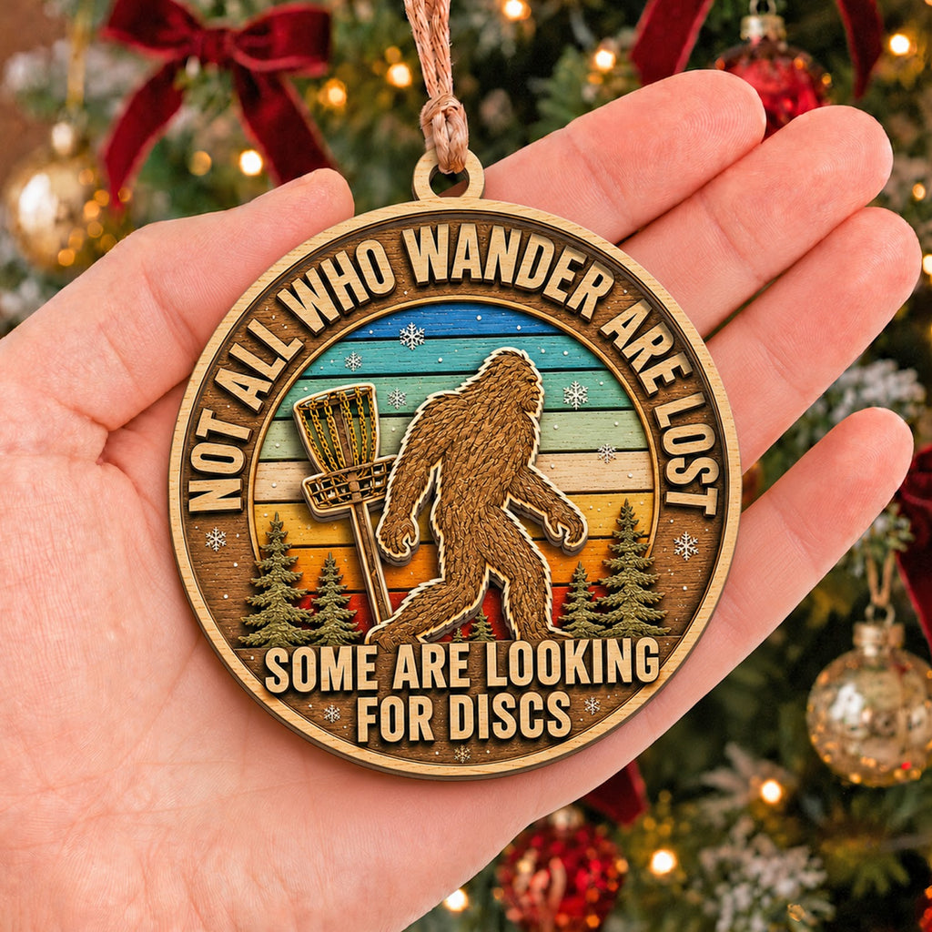 Bigfoot Disc Golf Wood Christmas Ornament