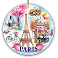 Iron Tower, Macarons, a Mint Bicycle and a Pink Patisserie. Ceramic Keepsake for Paris Travel Memories.