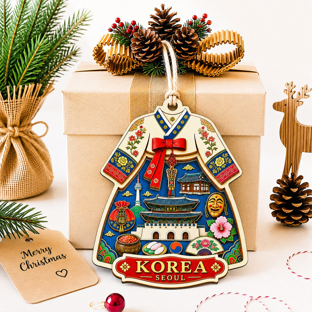 Germany Christmas Ornament, Berlin Brandenburg Gate Souvenir Gift, Wood Hanging Tree Decoration