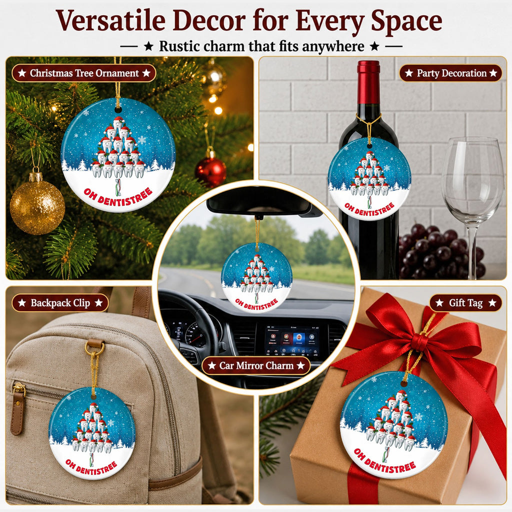 Dentist Christmas Ornament, Oh Dentistree Tooth Tree, Ceramic Hanging Tree Decoration