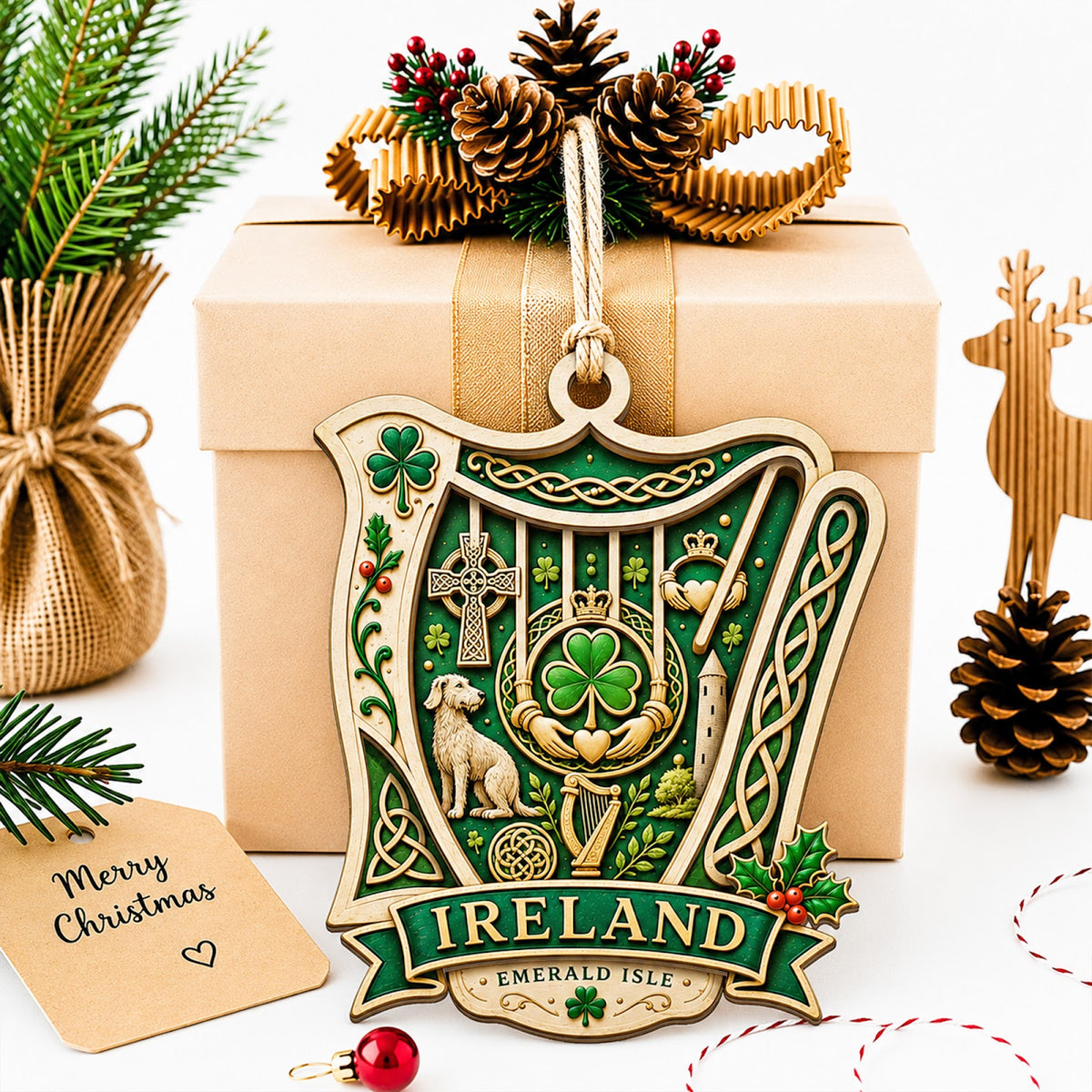 Greece Christmas Ornament, Acropolis Parthenon Athens Souvenir Gift, Wood Tree Decoration