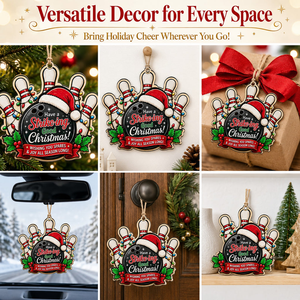 Bowling Pins Wood Christmas Ornament