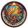 Gilded Treble Clef on a Glass Mandala of Staves and Violins. Ceramic Keepsake for Musicians and Teachers.