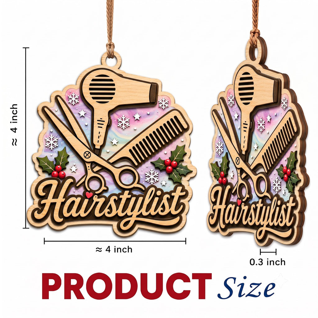 Hairstylist Wood Christmas Ornament