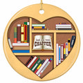 A Heart-Shaped Bookshelf Packed With Colourful Spines and One Open Book. Ceramic Keepsake for Avid Readers.