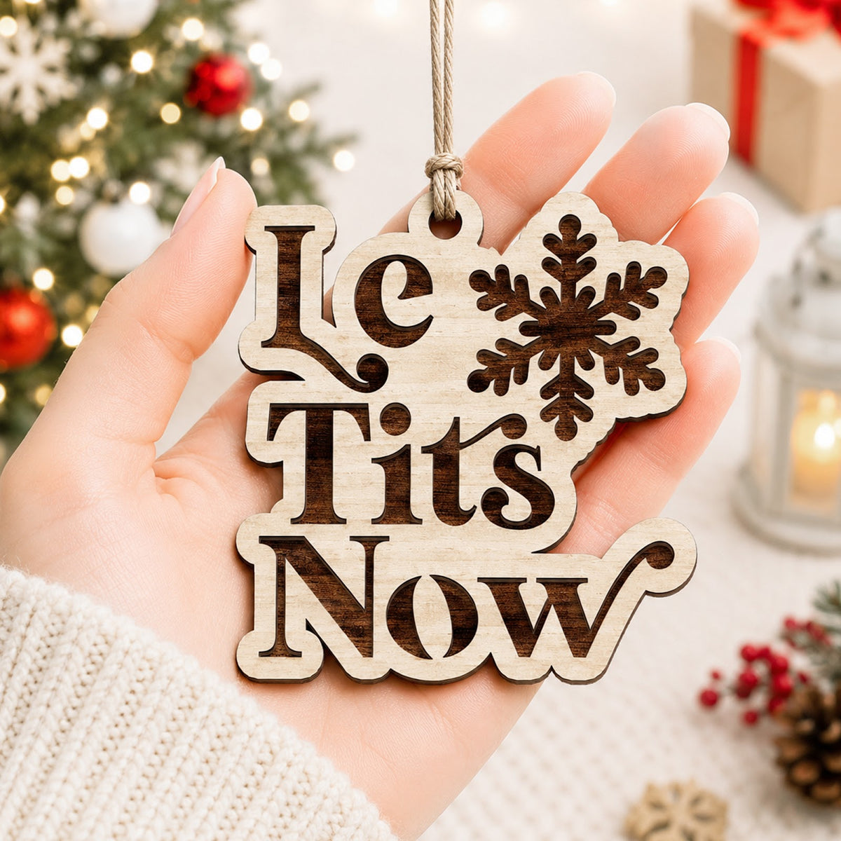 Let It Snow Funny Pun Humor Christmas Ornament, Pun Lover Keepsake, Wood Tree Decoration