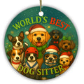 World's Best Dog Sitter. Nine Dogs in Hats and Helmets on a Ceramic Keepsake for Your Sitter or Walker.