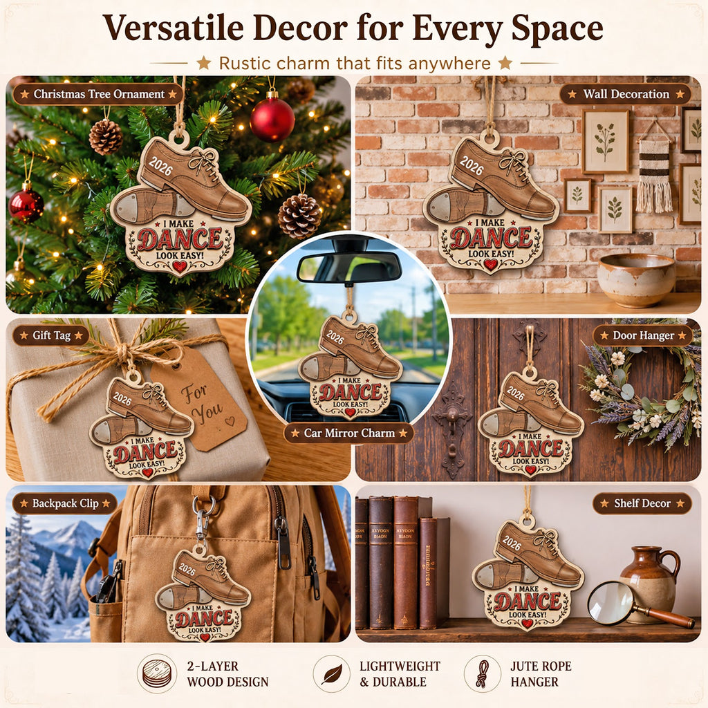 Tap Shoes Wood Christmas Ornament